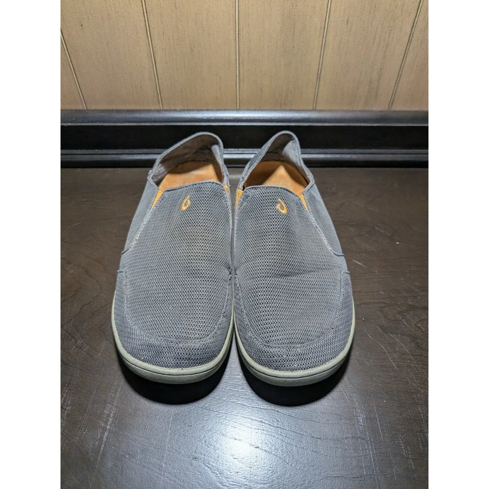 S9 Olukai Nohea‎ Mesh Men's Gray Orange Slip On Slide Boat Deck  SIZE 10M